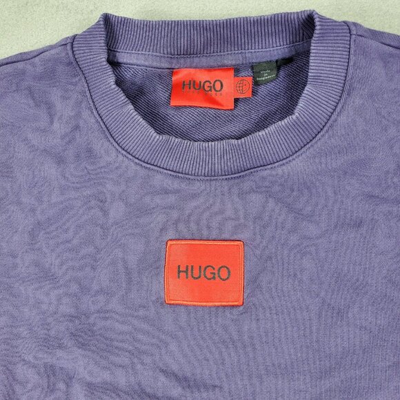 SET Hugo Boss Sz M Diragol Biz Purple Box Logo Sweatshirt Shorts French Terry - Picture 3 of 11